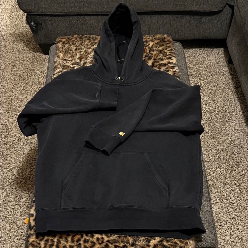 Carhartt WIP Dark Navy Blue Men's Hoodie w/ paint spots